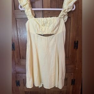 Free people light yellow cotton dress xs nwt